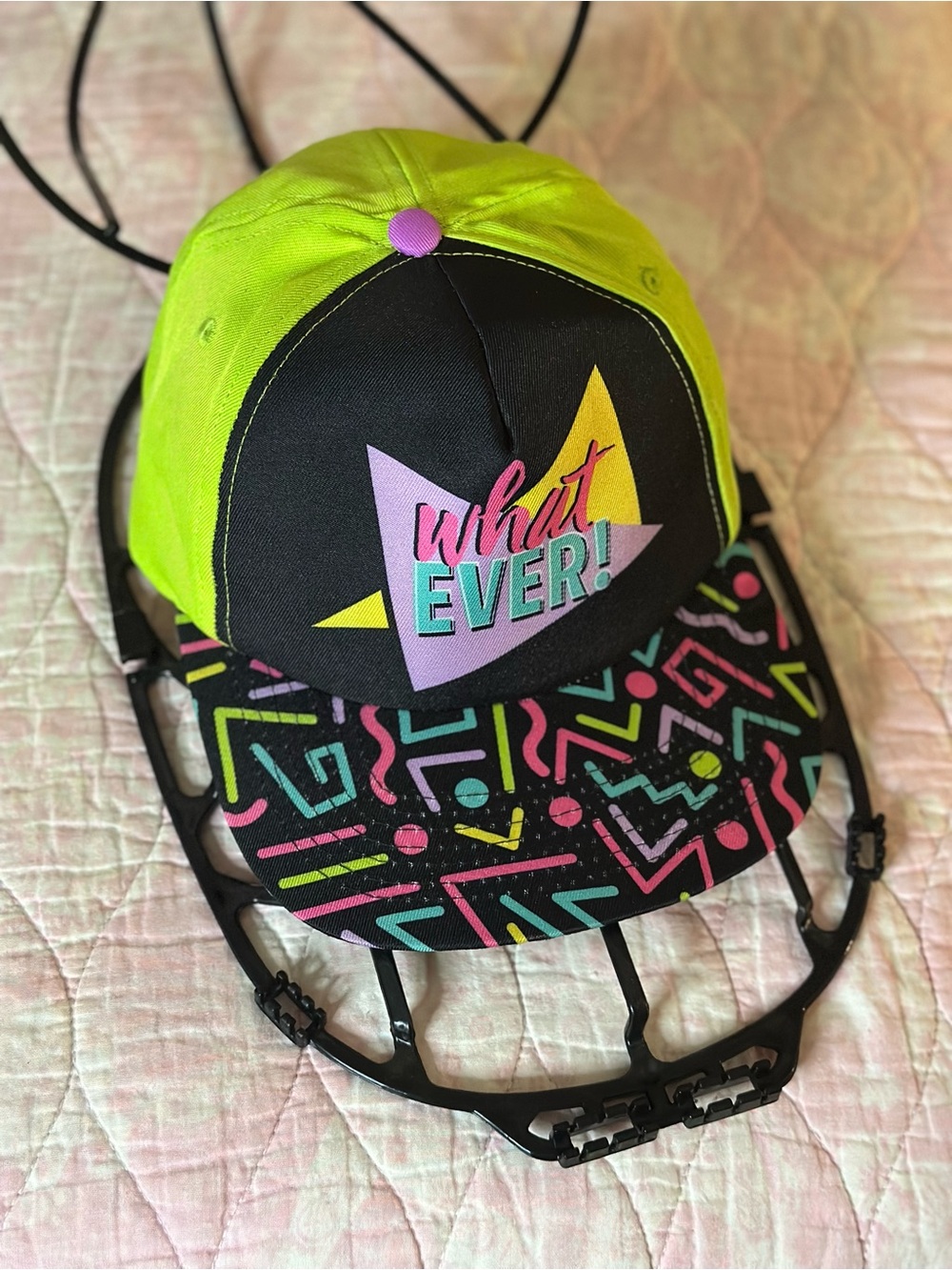 Vintage Fresh Prince of Belair Style "What Ever!" Neon Green & Black Hat